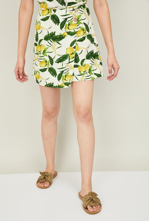 GINGER Women Botanical Print Wrap Skirt