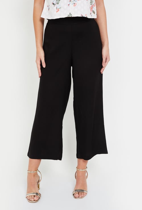 MELANGE Solid Cropped Palazzos