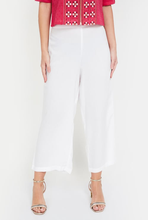 MELANGE Solid Cropped Palazzos