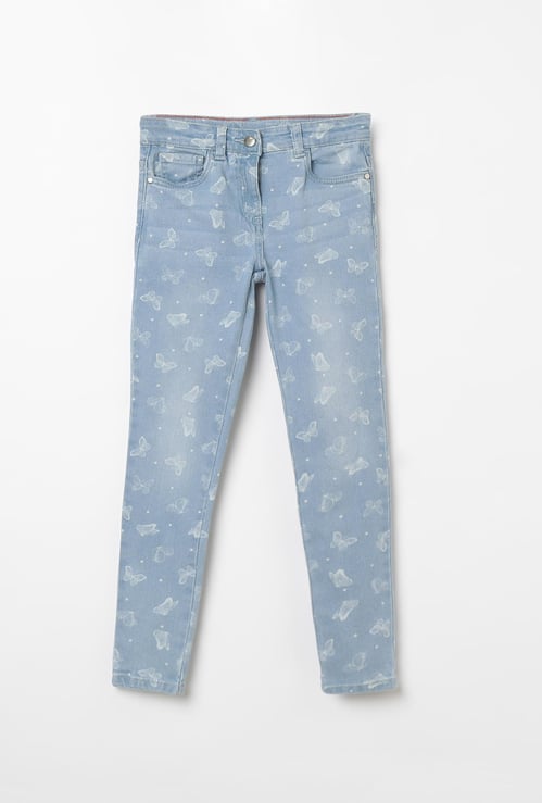 FAME FOREVER KIDS Butterfly Print Slim Fit Jeans