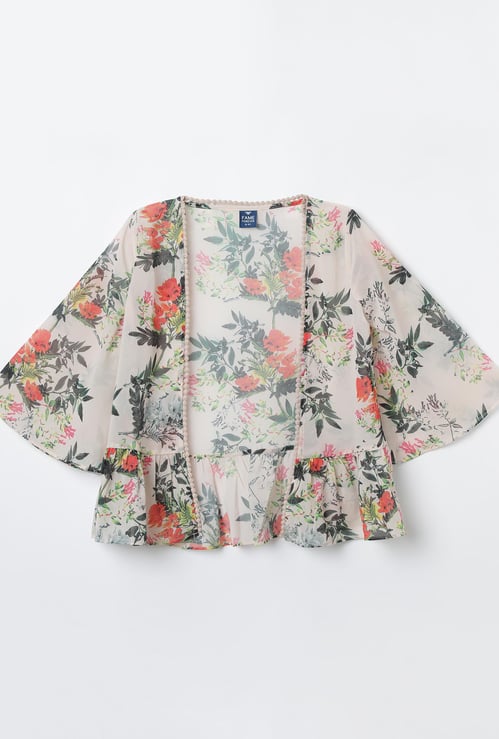 FAME FOREVER YOUNG Printed Semi-Sheer Kaftan Shrug