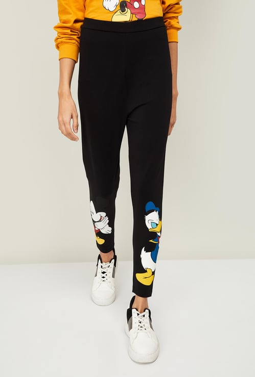 GINGER Women Donald Duck Print Tapered Cropped Pants