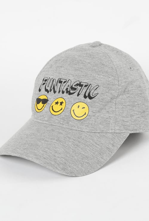 SMILEYWORLD Graphic Print Heathered Baseball Cap
