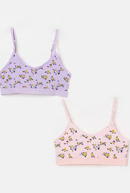 FAME FOREVER Girls Floral Print Bralette - Set of 2