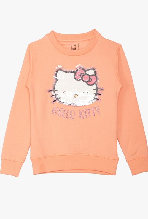 KIDSVILLE Girls Sequinned Detail Full Sleeves Sweatshirt