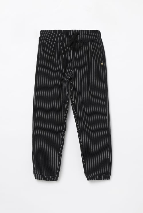 BOSSINI Striped Joggers with Drawstring Waist