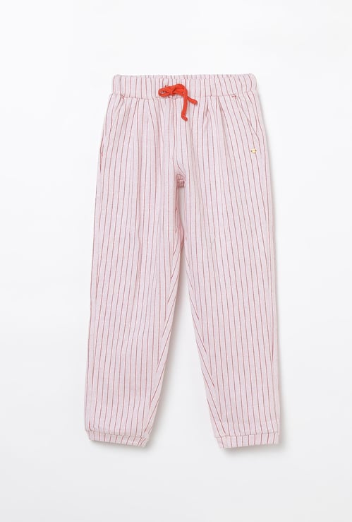 BOSSINI Striped Joggers with Drawstring Waist