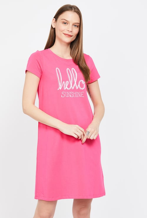 GINGER Printed Round Neck Lounge Dress