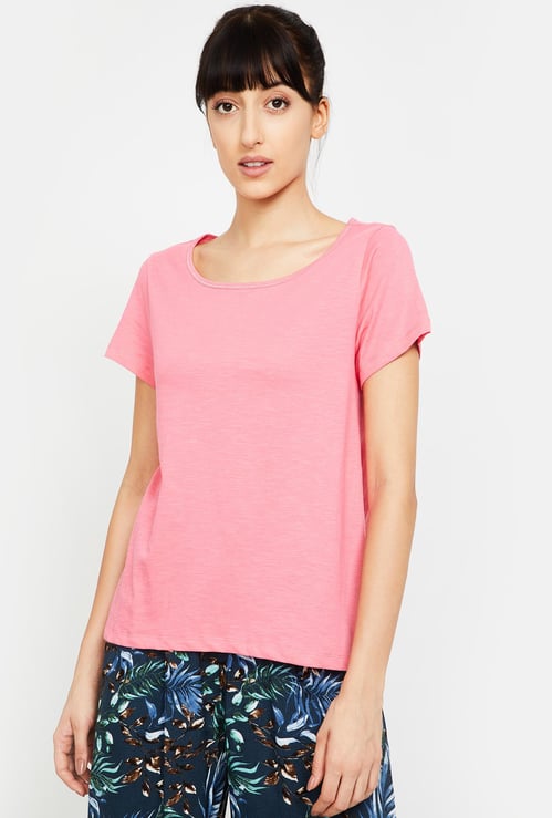 GINGER Women Solid Short Sleeves T-shirt