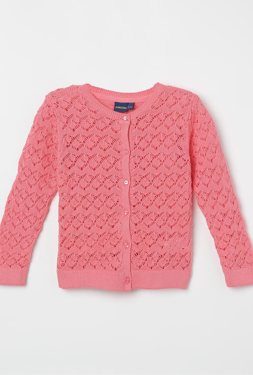 JUNIORS Textured Full Sleeves Cardigan