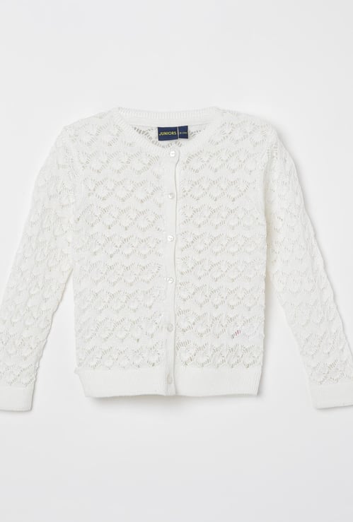 JUNIORS Textured Full Sleeves Cardigan
