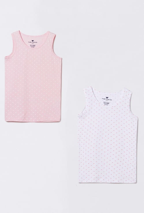 FAME FOREVER Girls Printed Tank Top- Pack of 2
