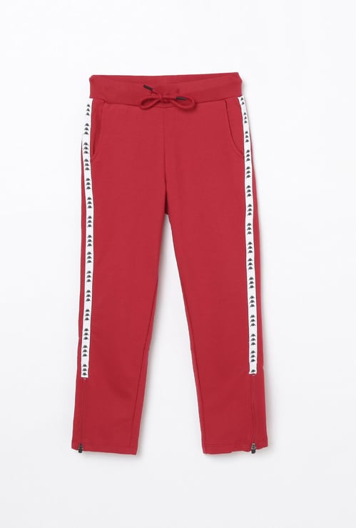 KAPPA Girls Drawstring Waist Track Pants with Contrast Taping