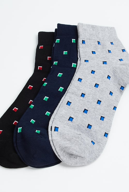 FORCA Men Patterned Knit Ankle Socks - Pack of 3