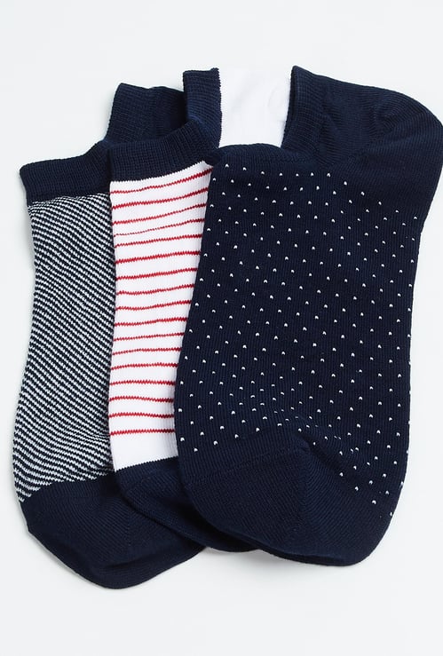 FORCA Men Patterned Knit No-Show Socks - Pack of 3