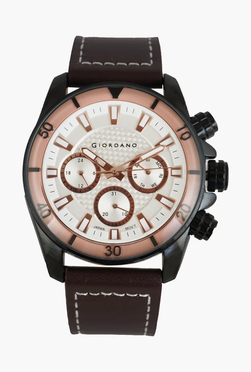 GIORDANO Men Chronograph Watch with Leather Strap - GD-1094-03