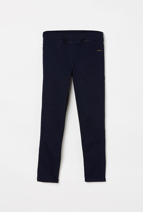 BOSSINI Girls Solid Jeggings with Elasticated Waistband