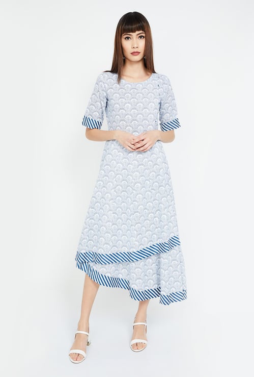 RANGRITI Printed Asymmetric Dress