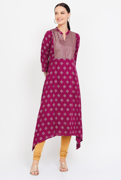 RANGRITI Printed Three-quarter Sleeves Kurta