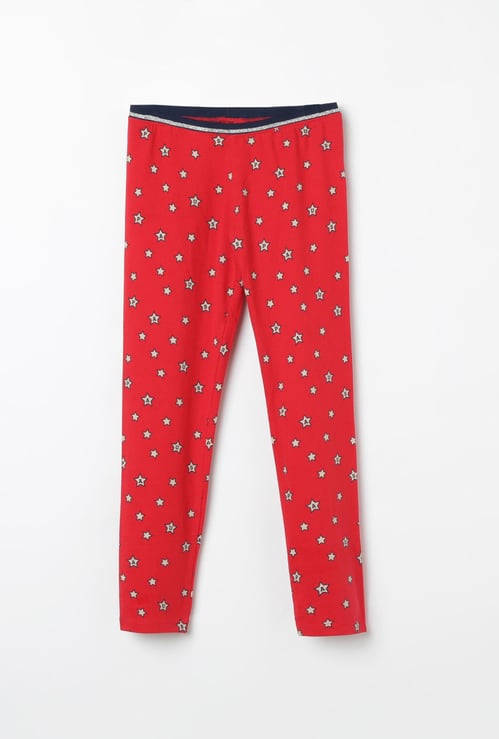 U.S. POLO ASSN. KIDS Star Print Knitted Leggings