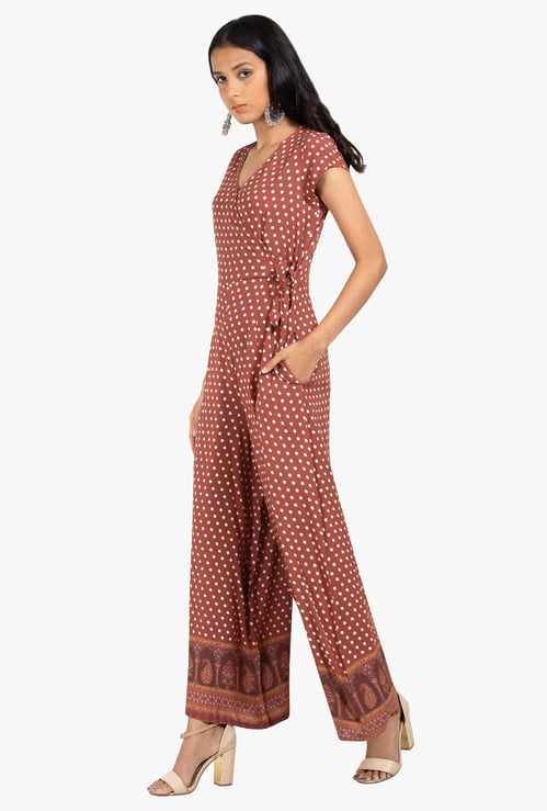 INDYA Printed Tie-Up Detailed Jumpsuit