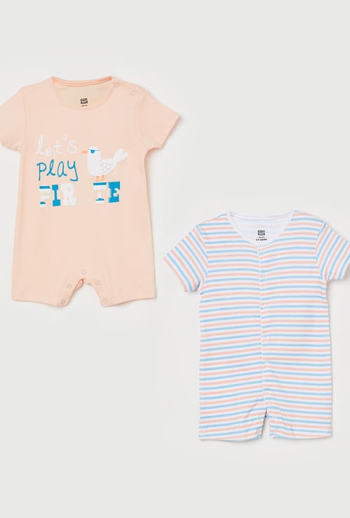 FS MINI KLUB Boys Printed Short Sleeves Romper - Set of 2 Pcs