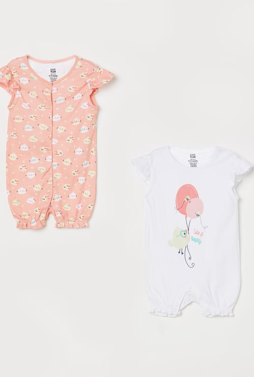 FS MINI KLUB Girls Printed Rompers - Pack of 3 Pcs.