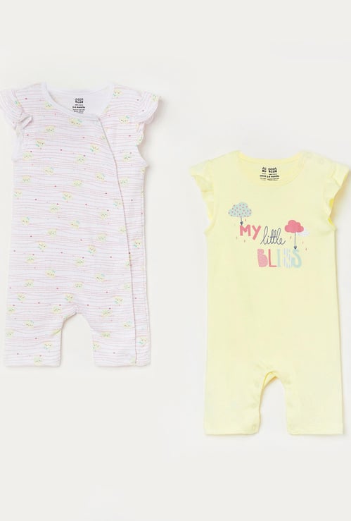 MINI KLUB Girls Printed Sleeveless Rompers - Pack of 2 Pcs.