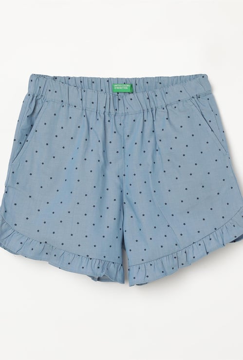 UNITED COLORS OF BENETTON Printed Ruffled Hem Shorts