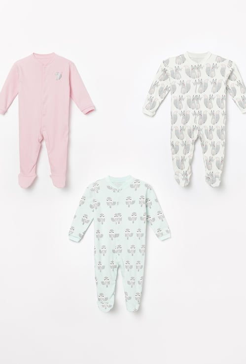 JUNIOR BASICS Printed Sleepsuits - Pack of 3