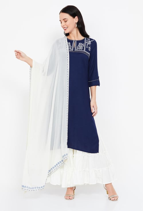 W Border Print Dupatta