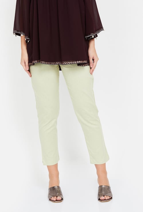 W Solid Cropped Pants