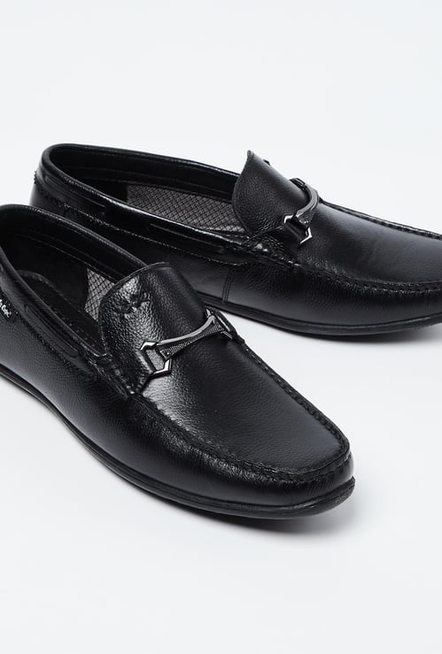 LEE COOPER Genuine Leather Textured Bit Loafers