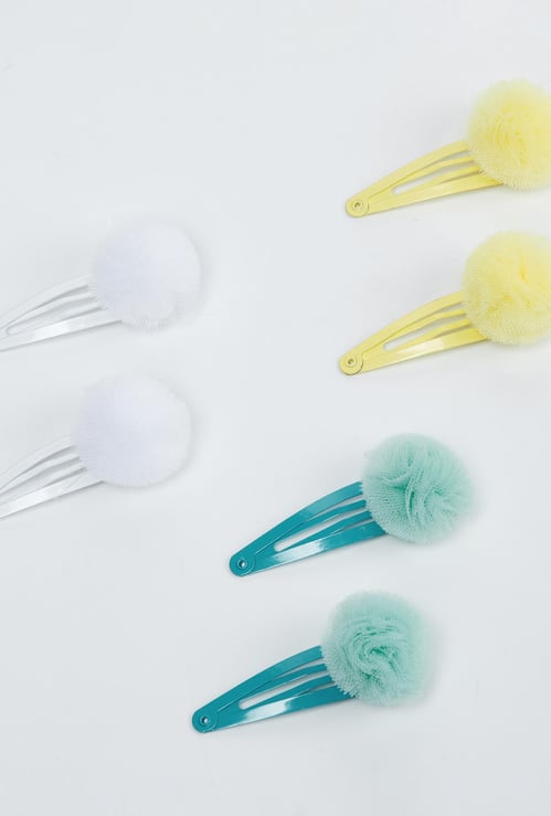 TONIQ KIDS Pom Pom Detail Hair Clip - Pack of 6