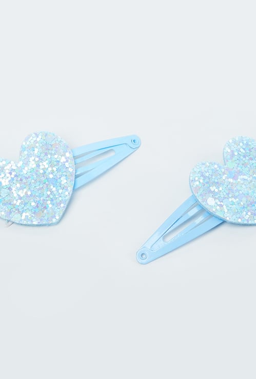 TONIQ KIDS Girls Sequinned Heart Accent Tic-Tac Clips - Pack of 2