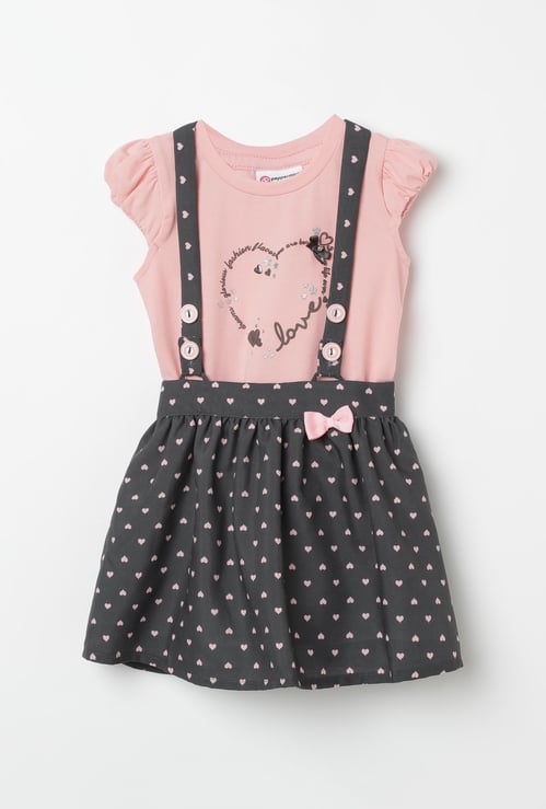 PEPPERMINT Printed Dungaree with an Applique T-shirt