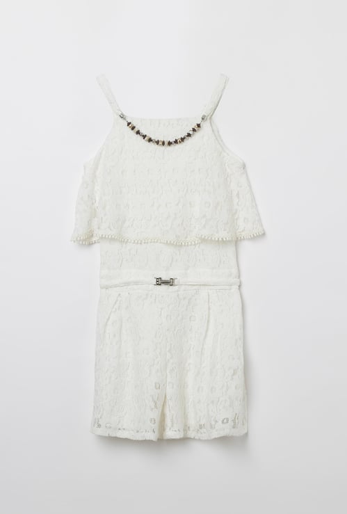 PEPPERMINT Floral Lace Jumpsuit with Sash Tie-Up