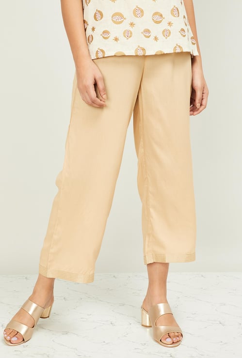 MELANGE Women Solid Elasticated Palazzos