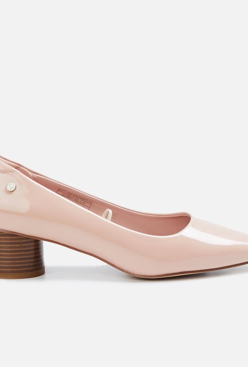 ALLEN SOLLY Women Almond-Toe Pumps with Block Heels