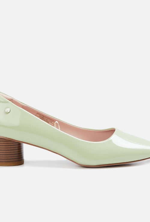 ALLEN SOLLY Women Almond-Toe Pumps with Block Heels