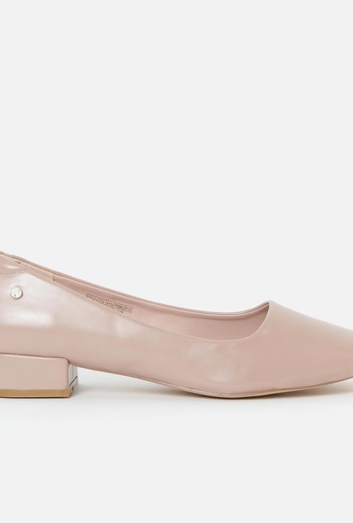 ALLEN SOLLY Almond-Toe Pumps with Block Heels
