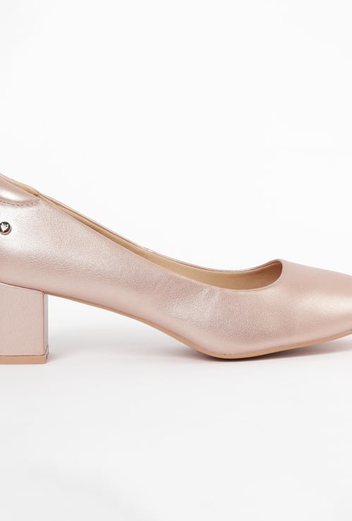 ALLEN SOLLY Textured Pumps with Block Heels