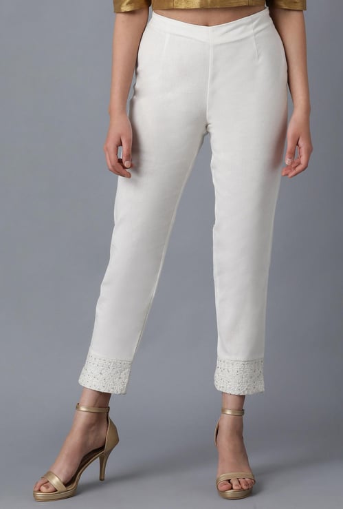 W Solid Elasticated Slim Pants