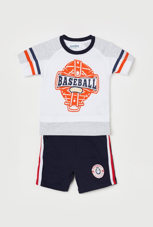JUNIORS BASICS Boys Printed T-shirt with Elasticated Shorts