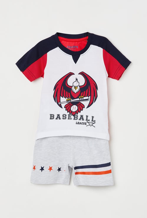 JUNIORS BASICS Boys Printed T-shirt with Elasticated Shorts