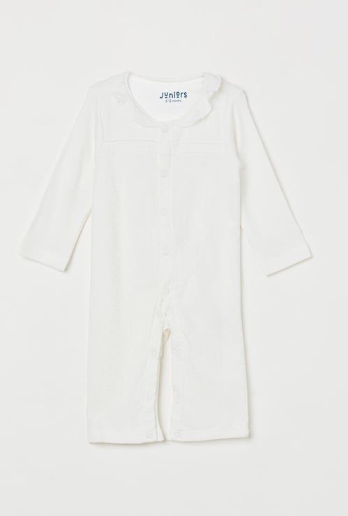 JUNIORS Girls Schiffli Embroidery Rompers