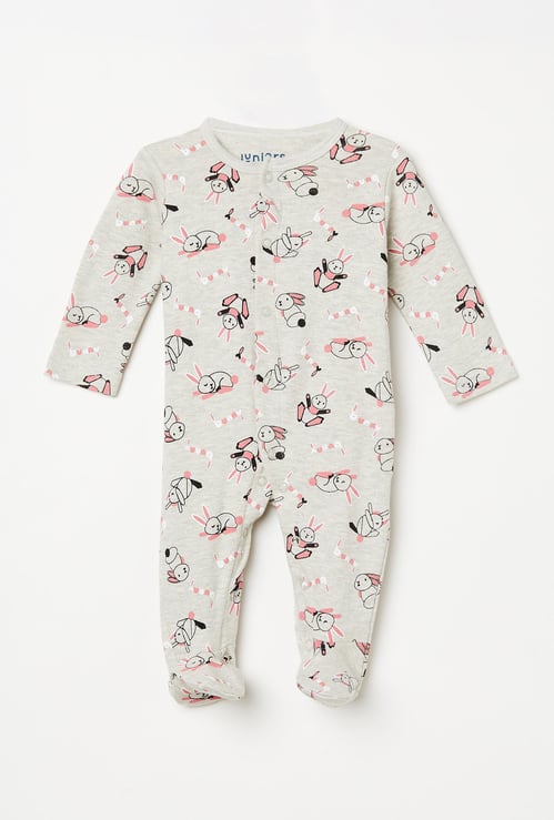 JUNIORS BASICS Girls Printed Sleepsuit with Button Placket
