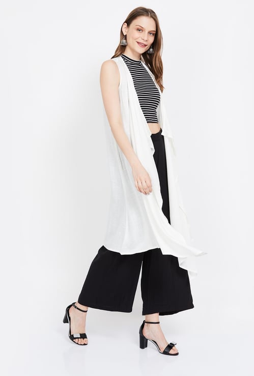 DE MOZA Solid Sleeveless Waterfall Shrug