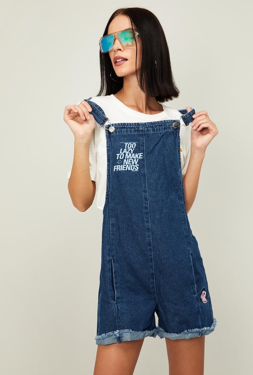 SMILEY WORLD Women Solid Denim Dungaree