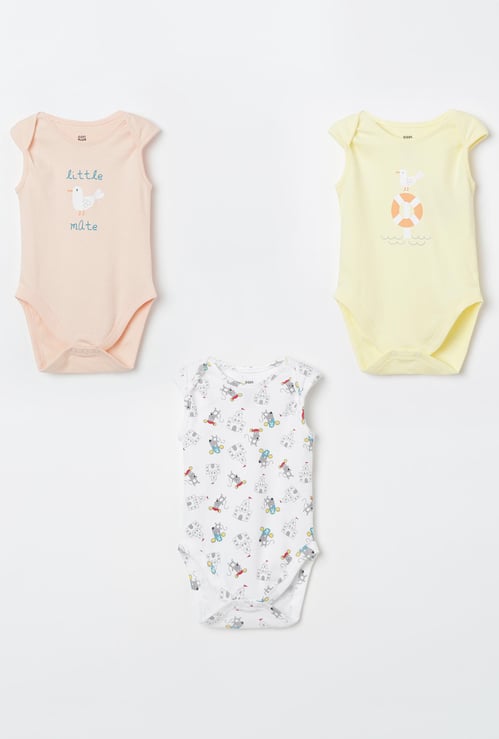 FS MINI KLUB Printed Knitted Rompers - Pack of 3
